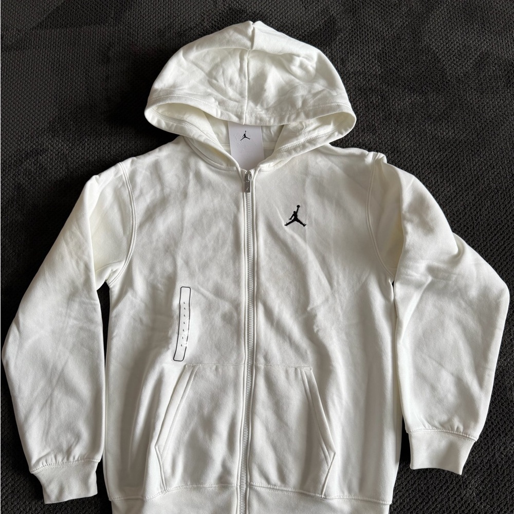 Jordan White Full-Zip Kids Hoodie with Jumpman Logo